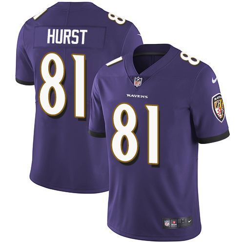 Men Baltimore Ravens 81 Hayden Hurst Nike Purple Limited NFL Jersey